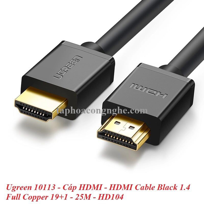 Ugreen 10113 25M màu Đen Cáp tín hiệu HDMI chuẩn 1.4 hỗ trợ phân giải 4K * 2K HD104 30010113
